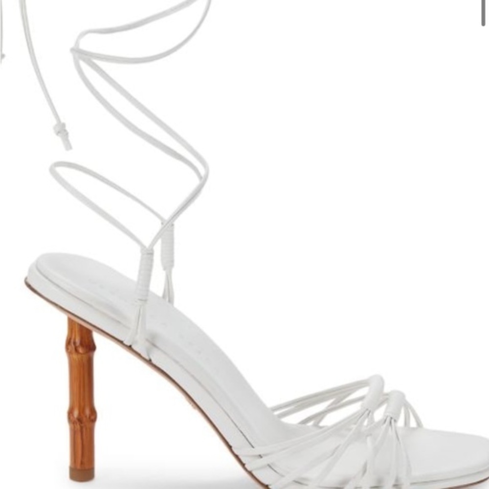 NWT Cabot White Leather Strappy Heels — Minimalist Designer Sandals 8.5